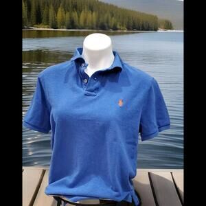 POLO by RALPH LAUREN Size L Cornflower Blue Cotton Half Placket Polo Classic Fit